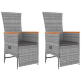 3 Piece Garden Lounge Set Grey Poly Rattan&Solid Wood Acacia - Top-Down View