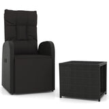 2 Piece Garden Lounge Set Black Poly Rattan&Steel - Front View
