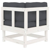 Corner Sofa with Cushions White Solid Wood Pine - Rear View