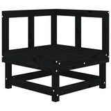 Corner Sofa with Cushions Black Solid Wood Pine - Top-Down View