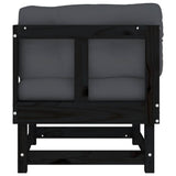 Corner Sofa with Cushions Black Solid Wood Pine - 45-Degree Angle