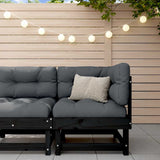 Corner Sofa with Cushions Black Solid Wood Pine