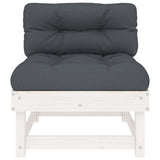 Middle Sofa with Cushions White Solid Wood Pine - Side View