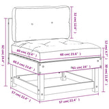 Middle Sofa with Cushions White Solid Wood Pine - Extra Image