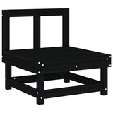 Middle Sofa with Cushions Black Solid Wood Pine - Top-Down View