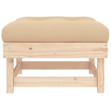 Garden Footstool with Cushion Solid Wood Pine - Top-Down View