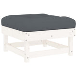 Garden Footstool with Cushion White Solid Wood Pine - Front View