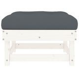 Garden Footstool with Cushion White Solid Wood Pine - Top-Down View