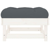 Garden Footstool with Cushion White Solid Wood Pine - 45-Degree Angle