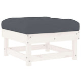 Garden Footstool with Cushion White Solid Wood Pine - Rear View
