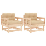 Garden Chairs with Cushions 2 pcs Solid Wood Pine - Front View