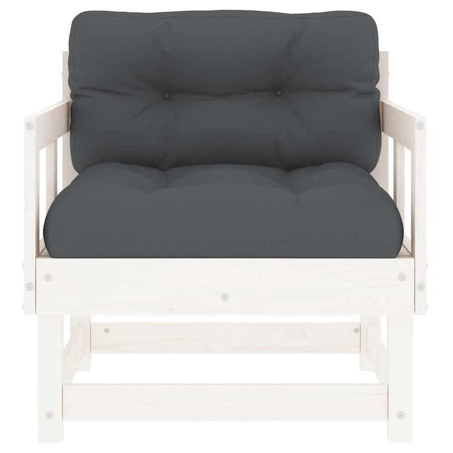Garden Chairs with Cushions 2 pcs White Solid Wood Pine