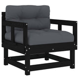 Garden Chairs with Cushions 2 pcs Black Solid Wood Pine - Side View