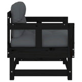 Garden Chairs with Cushions 2 pcs Black Solid Wood Pine - Rear View