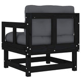 Garden Chairs with Cushions 2 pcs Black Solid Wood Pine - Close-Up Angle