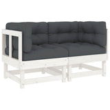 Corner Sofas with Cushions 2 pcs White Solid Wood Pine - Front View