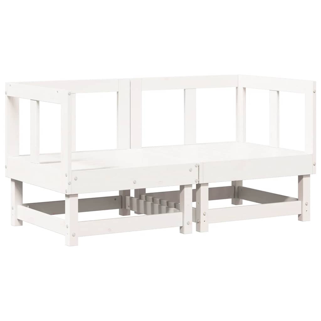Corner Sofas with Cushions 2 pcs White Solid Wood Pine