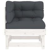 Corner Sofas with Cushions 2 pcs White Solid Wood Pine - 45-Degree Angle