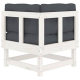 Corner Sofas with Cushions 2 pcs White Solid Wood Pine