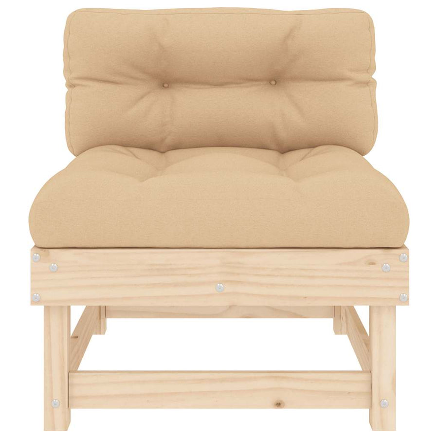 Middle Sofas with Cushions 2 pcs Solid Wood Pine