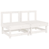 Middle Sofas with Cushions 2 pcs White Solid Wood Pine