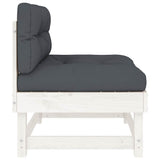 Middle Sofas with Cushions 2 pcs White Solid Wood Pine