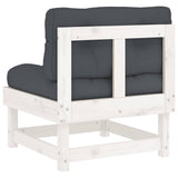 Middle Sofas with Cushions 2 pcs White Solid Wood Pine - Close-Up Angle