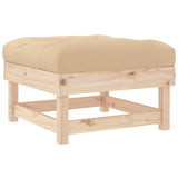 Garden Footstools with Cushions 2pcs Solid Wood Pine - Close-Up Angle