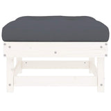 Garden Footstools with Cushions 2pcs White Solid Wood Pine