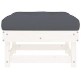 Garden Footstools with Cushions 2pcs White Solid Wood Pine - Top-Down View