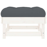 Garden Footstools with Cushions 2pcs White Solid Wood Pine - Rear View