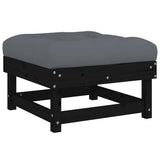Garden Footstools with Cushions 2pcs Black Solid Wood Pine - Side View