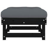 Garden Footstools with Cushions 2pcs Black Solid Wood Pine