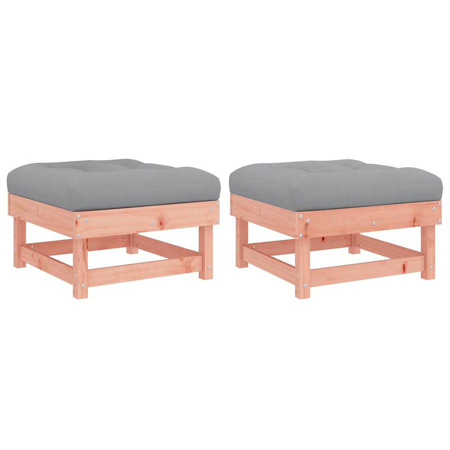 Garden Footstools with Cushions 2pcs Solid Wood Douglas
