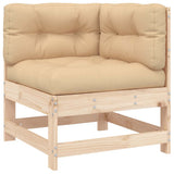 Corner Sofa with Cushions Solid Wood Pine - Front View