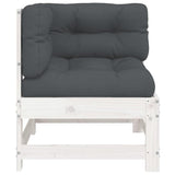Corner Sofa with Cushions White Solid Wood Pine - Side View