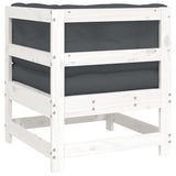 Corner Sofa with Cushions White Solid Wood Pine - 45-Degree Angle