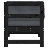 Corner Sofa with Cushions Black Solid Wood Pine - Rear View
