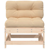 Middle Sofa with Cushions Solid Wood Pine - Side View