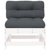 Middle Sofa with Cushions White Solid Wood Pine