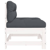 Middle Sofa with Cushions White Solid Wood Pine - Rear View