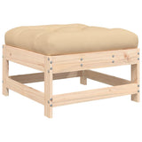 Garden Footstool with Cushion Solid Wood Pine