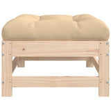 Garden Footstool with Cushion Solid Wood Pine - Rear View