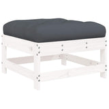 Garden Footstool with Cushion White Solid Wood Pine - 45-Degree Angle