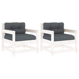 Garden Chairs with Cushions 2 pcs White Solid Wood Pine - Front View