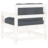 Garden Chairs with Cushions 2 pcs White Solid Wood Pine - Rear View
