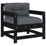 Garden Chairs with Cushions 2 pcs Black Solid Wood Pine