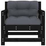 Garden Chairs with Cushions 2 pcs Black Solid Wood Pine - Top-Down View