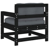 Garden Chairs with Cushions 2 pcs Black Solid Wood Pine - Rear View