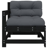 Garden Chair with Cushions Black Solid Wood Pine - Side View